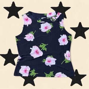 ★ CDW black floral sleeveless top ★